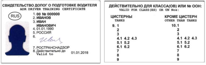 Какая информация в свидетельстве ДОПОГ Как выглядит свидетельство ДОПОГ о подготовке водителя
